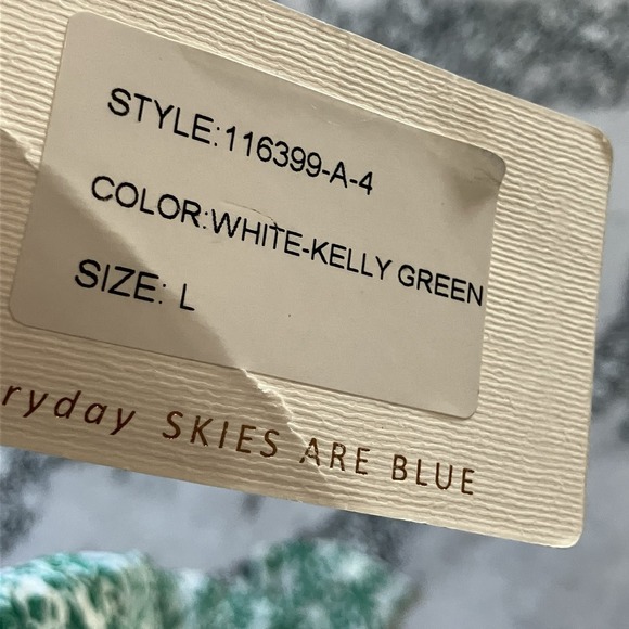 Skies are Blue Dress Womens Size Large Mathide Midi White‎ Kelly Green - Picture 6 of 9
